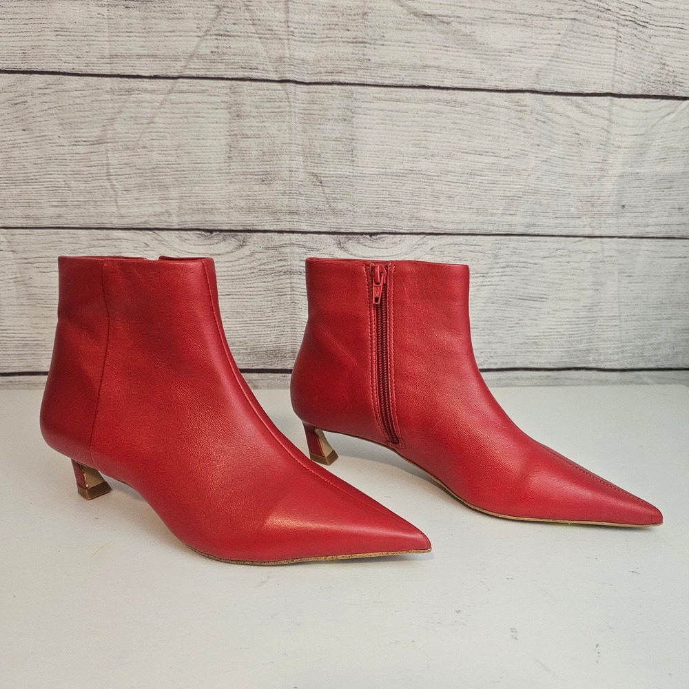Gianni Bini Sz 6 Georgina Heeled Boot Gina Red Leather Upper Pointy Toe NWOB
